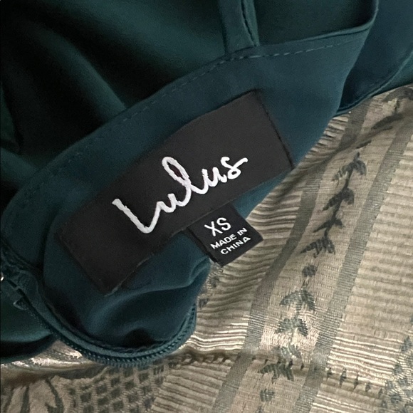Lulu's Forest Green Satin Wrap Midi Dress - Picture 7 of 9